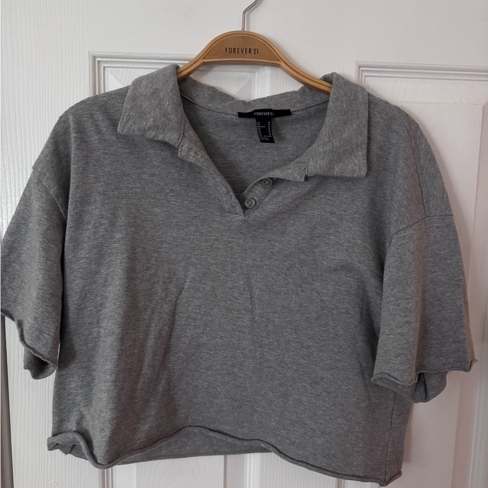 Forever 21 Gray Women's Polo Top